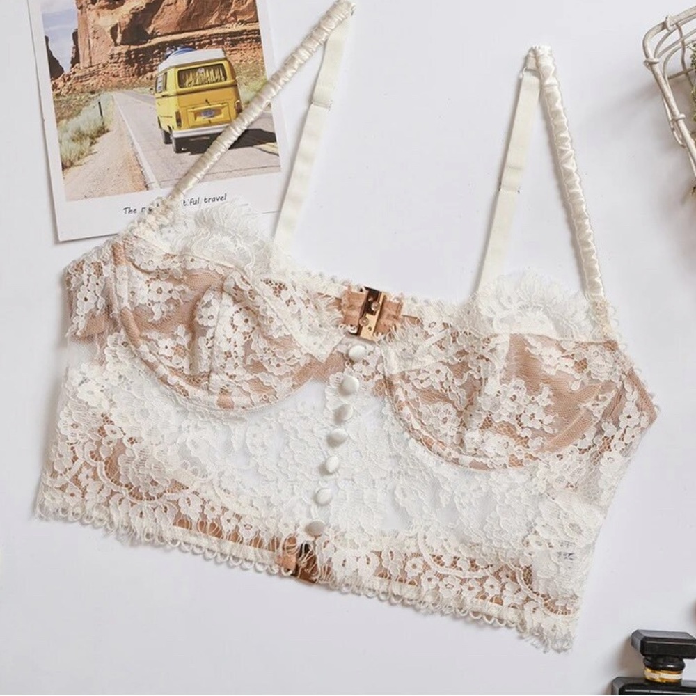 White Chantily Lace Bralette 32 B